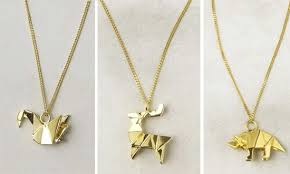 Origami Gold Necklaces Gold Necklace Origami Necklace Necklace