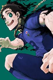 nomura yuusuke, tokimitsu aoshi, blue lock, cleaned, highres, official art,  textless version, 1boy, black hair, chain, collar, green background, green  eyes, open mouth, running, short hair, simple background, soccer uniform,  sportswear, sweat -