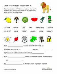 Everything you need to effectively teach the alphabet and help your child to build a strong reading and writing foundation. Words That Begin With L Worksheet Education Com
