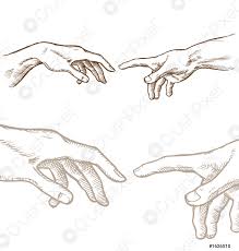 Vintage hands touching aesthetic poster. Creation Of Adam Stock Vector Crushpixel