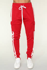 Black And Red Joggers Mens Post Cargo Track Pants Red Combo Designer Clothes For Men Mens Casual Outfits Summer Mens Joggers Outfit