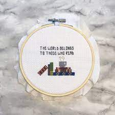 The World Belongs To Those Who Read Books Cross Stitch Pattern Etsy In 2021 Cross Stitch Books Cross Stitch Patterns Cross Stitch Designs