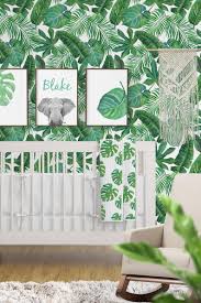 Removable Wallpaper Tropical Palm Leaf Banana Leaf Safari Etsy Nursery Wallpaper Nursery Baby Room Tropical Nursery