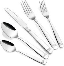 Some sets are the classic metal colors, like silver, while others are available in iridescent patterns or even black. Amazon Com Stainless Steel Flatware Silverware Set For 4 20 Piece Cutlery Set 18 10 Flatware Set Silverwear Set Dinnerware Stainless Steel Flatware Set Spoons And Forks Set Stainless Steel Flatware Sets