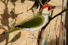 British Birds With Yellow Feathers Fused Glass Green Woodpecker Bird Lover Gift Garden Birds British Birds Nature Lover Gift Garden Ornament British Wildlife Fused Glass Bird Lover Gift Glass Birds