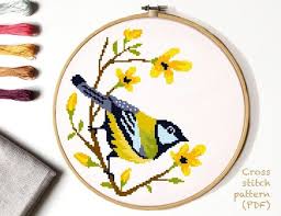 Simple Bird Cross Stitch Pattern Bird Modern Cross Stitch Pattern Easy Counted Cross Stitch Etsy Simple Cross Stitch Floral Cross Stitch Floral Cross Stitch Pattern