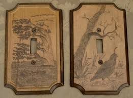 Vintage Pyrography Wood Wall Switch Cover Plate Black Forest Electrical Bird Pyrography Switch Covers Light Switch Covers