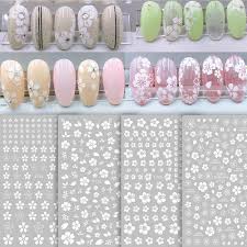 Beauty zone nail supply in bolsa california, we carry most major brands in hair & nail beauty acrylic liquid powder, soak off gel, nail lacquer hard gel . Buy White Flower Nail Art Stickers 3d Self Adhesive Nail Decals Cherry Flowers Manicure Tips Accessories Diy Nail Decoration Wraps Acrylic Nails Supply Beauty Charms For Women Kids Girls 4 Sheets Online