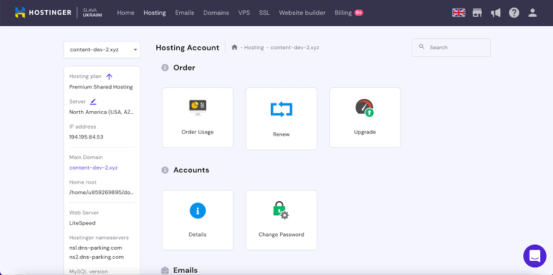 Hostinger's intuitive hPanel dashboard makes managing domains, databases, and emails straightforward., AI generated