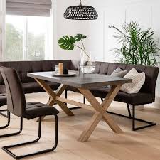 Featuring a steel base with double cross legs, this dining table. Harlow 150cm Cross Leg Dining Table Quality Oak Furniture From The Furniture Directory