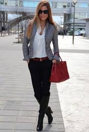 Cute Ways To Rework Those Tall Black Boots Trendy Business Casual Casual Work Outfits Stylish Work Outfits