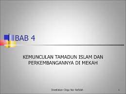 Pengenalan • lahir di tempat terpencil, kawasan padang pasir yang kering kontang, hijaz • berasaskan pemikiran dan ajaran. Bab 4 Tingkatan 4