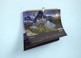 Free Premium Horizontal Wall Calendar Mockup Psd Template Set 2019 Wall Calendar Colorful Backgrounds Horizontal