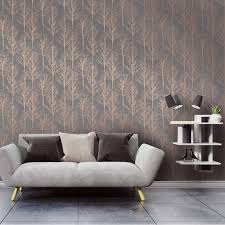 Interior design living room living room designs living room decor luxury interior design interior designing living rooms home design blog 3d modern art geometric design wallpaper home or business. Holden Decor Rhea Zandra Trees Dark Grey Rose Gold Metallic Wallpaper 90761