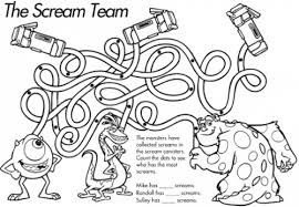 Monsters university coloring pages 19 monsters university pictures to print and color printable monsters university coloring pages help boys and girls develop many important skills. Free Monsters Inc Activity Sheets Monsters Inc 3d In Theaters On December 19th