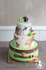 3 Stockige Hochzeitstorte Zum Thema Weltreise Reisekuchen Koffer Kuchen Kuchen Mit Fondant
