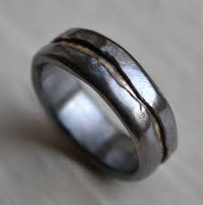 Mens Wedding Band Rustic Fine Silver And Brass Ring Handmade Oxidized Artisan Designed Wedding Band Customized Custom Hand Stamping Silver Rings Handmade Mens Wedding Bands Wedding Band Designs