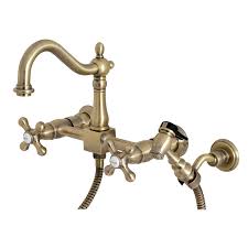 There are few styling adventures in asia. Kingston Brass Ks1263axbs Heritage Wall Mount Bridge Kitchen Faucet With Brass Sprayer Antique Brass Kingston Brass