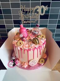 With 24k gold leaf detail and edible flower macarons. Rose Gold 30th Birthday Female Modern Birthday Cake Novocom Top