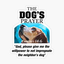 The Dog's Prayer - God, please give me the willpower to not impregnate the  neighbor's dog