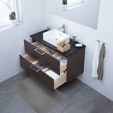 Godmorgon Interpreter Horvik Bathroom Vanity Black Brown Anthracite Brogrund Faucet Ikea Anthracite Bathroom In 2020 Ikea Godmorgon Countertops Small Bathtub