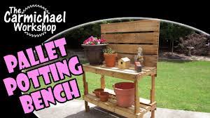 A charming pallet potting bench that is also a beautiful console table or craft desk! Build A Garden Potting Bench Woodworking With Free Pallets Youtube