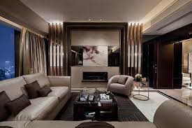 Modern Contemporary Living Room With Luxury Brown Sofas And Fireplace Kbhome Luxury Living Room Design Luxury Living Room Luxury Rooms