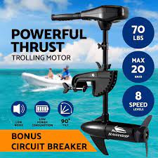 Seamanship 70lbs 8 Speed Electric Trolling Motor For Fishing Boats Saltwater Transom Mounted With Kayak Trolling Motor Trolling Motor Electric Trolling Motor