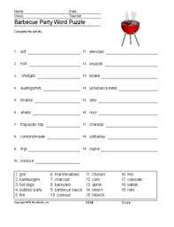 Barbecue Party Word Search Worksheet And Vocabulary Puzzles By Lesson Machine