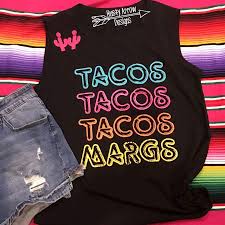 Squishable cactus micro 3 inch plush clip new in stock. Rusty Arrow Designs Tacos Tacos Tacos Margs Tank Top