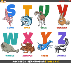 So first, we'll begin with the . Educational Cartoon Alphabet Set With Animal Characters 2492255 Vector Art At Vecteezy
