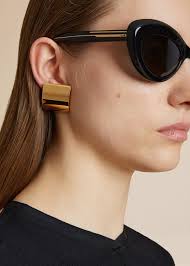 KHAITE The Small Julius Smooth Panel Earrings in Gold