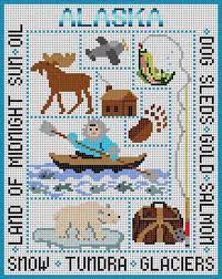 Our state maps include symbols for the major state industries and the state capital. Alaska Patriotic Cross Stitch Cross Stitch Stitch Patterns