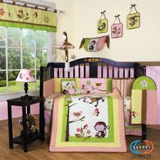 One comforter, one bumper, one fitted sheet, one skirt, two window valances, one diaper stacker, one toy bag and two throw this set is made to fit all standard cribs and toddler beds. Geenny Boutique 13 Piece Crib Bedding Set Monkey Pricepulse