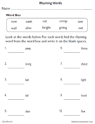 Worksheets are separated into two levels basic and intermediate. 2nd Grade Rhyming Words Worksheets Edumonitor