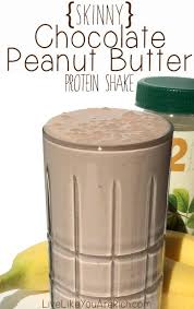 Skinny Chocolate Peanut Butter Protein Shake Recipe Peanut Butter Protein Shake Protein Meal Replacement Shakes Healthy Shakes
