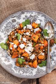 Roasted Butternut Squash With Spiced Lentils Feta And Pine Nuts Vikalinka Vegetarian Recipes Spiced Lentils Healthy Recipes