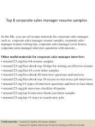 corporate sales manager resume samples