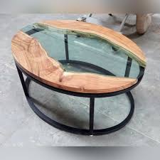 Made of wood, veneer and engineered wood with polyresin. Natural Live Edge Coffee Table Rt C Os L100 Wood Studio