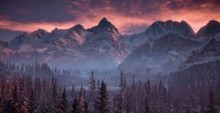Horizon Zero Dawn The Frozen Wilds Gets New Evocative 4k Screen Computer Wallpaper Desktop Wallpapers Horizon Zero Dawn Wallpaper Mountain Aesthetic Wallpaper