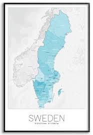 King carl xvi gustaf (1973). Snygg Karta Over Sverige Geografisk Poster