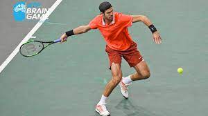 Buoyed by his opponent's inability to convert break point, djokovic landed two first serves and slotted his first forehand behind khachanov to escape. Brain Game Paris 2018 Khachanov Forehand Atp Tour Tennis