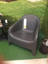 Ikea Outdoor Chair Poly Plastic Moulded Outdoor Chair Has Draining Hole At The Back Of Seat For Rain Low Key L Molded Chair Ikea Outdoor Colourful Cushions