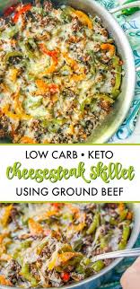Low Carb Cheesesteak Skillet Using Ground Beef There Food Lowcarb Keto Hearthealthyfoods Beef Recipes Ground Beef Skillet Dinners