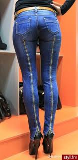 Jeans With Zippers Going Down The Back Legs Tight Jeans Girls Tight Jeans Fashion Pants