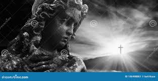 334 Child Angel Cross Statue Stock Photos