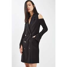 Women S Topshop Cold Shoulder Blazer Dress 125 Liked On Polyvore Featuring Dresses Black Tailored Blazer Dress Cutout Shoulder Dress Women Dress Online