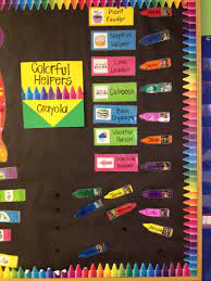 Colorful Helpers Job Chart Crayon Theme Velcro Student Names Image Only Preschool Job Chart Classroom Job Chart Job Chart