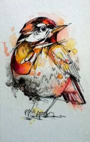 I Like The Robin Outline With The Watercolor Splash Coloring Wind S By Abby Diamond On Tumblr Art Watercolor Bird Watercolor Art