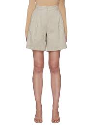 Frame Denim Pleated Linen Blend Tailored Shorts Women Lane Crawford